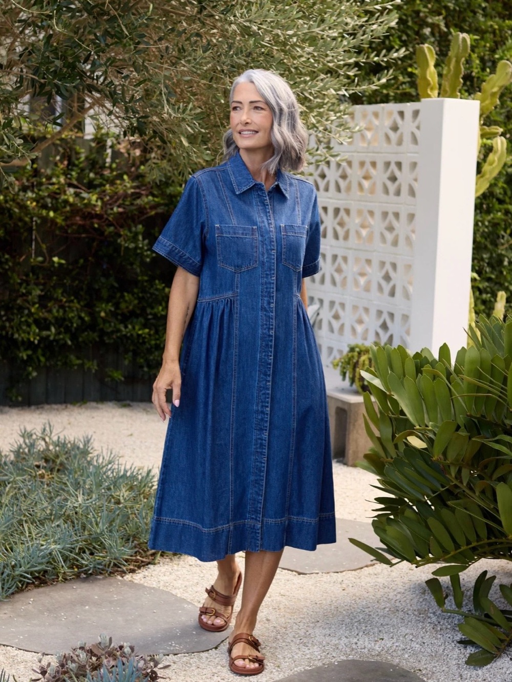 MAYE  Montana Button Up Indigo Blue Denim Mid  Shirt Dress  Size XL